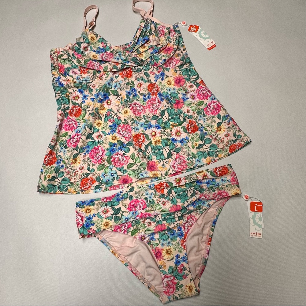 Swim Systems 38D Tankini &  Lg Bikini NWT